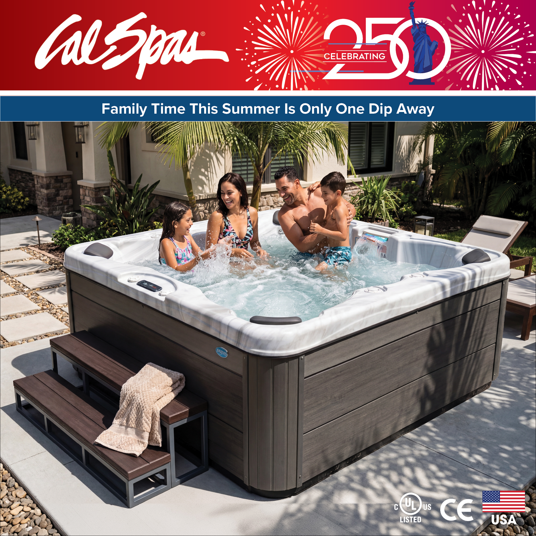 Calspas hot tub being used in a family setting - Loveland